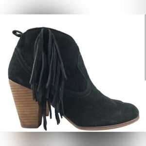 Steve Madden Black Fringe Ankle Boots 7.5